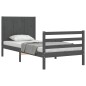 vidaXL Estructura de cama con cabecero madera maciza gris 90x200 cm vidaXL Estructura de cama con cabecero madera maciza gris 90x200 cm