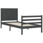 vidaXL Estructura de cama con cabecero madera maciza gris 90x200 cm vidaXL Estructura de cama con cabecero madera maciza gris 90x200 cm