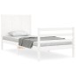 vidaXL Estructura de cama con cabecero madera maciza blanco vidaXL Estructura de cama con cabecero madera maciza blanco