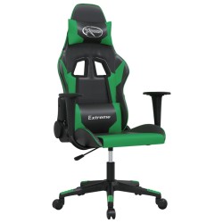 vidaXL Silla gaming cuero sintético negro y verde