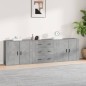 vidaXL Aparadores 3 piezas madera contrachapada gris cemento vidaXL Aparadores 3 piezas madera contrachapada gris cemento
