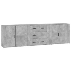 vidaXL Aparadores 3 piezas madera contrachapada gris cemento