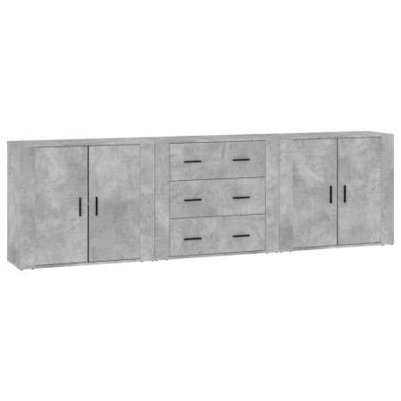 vidaXL Aparadores 3 piezas madera contrachapada gris cemento