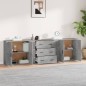 vidaXL Aparadores 3 piezas madera contrachapada gris cemento vidaXL Aparadores 3 piezas madera contrachapada gris cemento