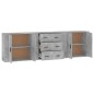vidaXL Aparadores 3 piezas madera contrachapada gris cemento vidaXL Aparadores 3 piezas madera contrachapada gris cemento
