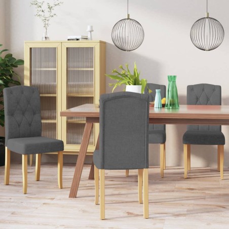 vidaXL Sillas de comedor 4 unidades tela gris oscura
