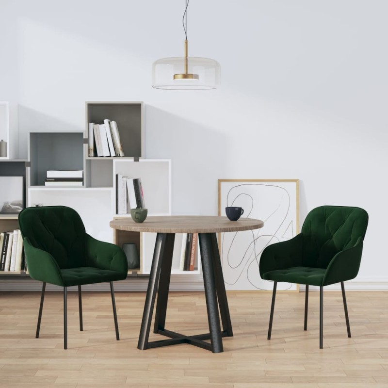 vidaXL Sillas de comedor 2 unidades terciopelo verde oscuro vidaXL Sillas de comedor 2 unidades terciopelo verde oscuro