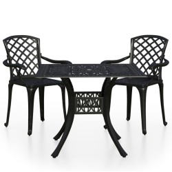 vidaXL Mesa y sillas de bistró 3 piezas aluminio fundido negro