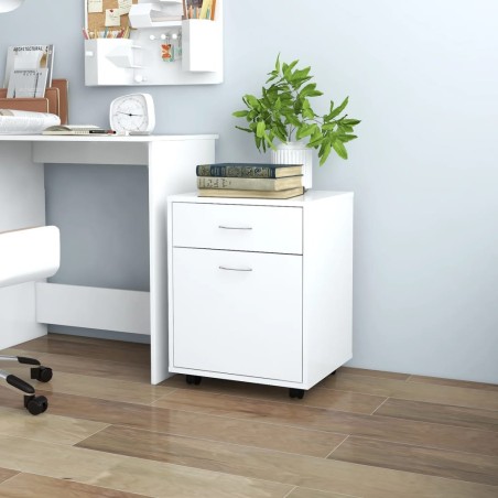 vidaXL Armario rodante de madera contrachapada blanco 45x38x54 cm