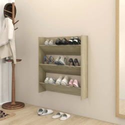 vidaXL Zapatero de pared madera contrachapada roble Sonoma 80x18x90 cm