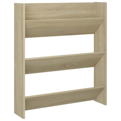 vidaXL Zapatero de pared madera contrachapada roble Sonoma 80x18x90 cm