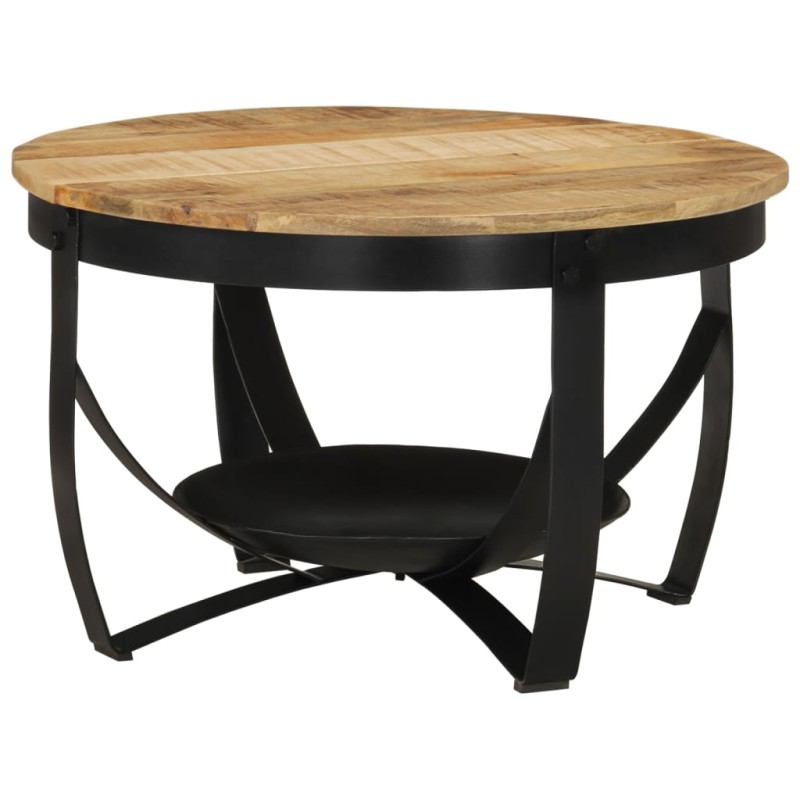 vidaXL Mesa de centro hierro y madera maciza de mango Ø68x43 cm vidaXL Mesa de centro hierro y madera maciza de mango Ø68x43 cm