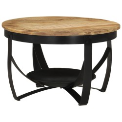 vidaXL Mesa de centro hierro y madera maciza de mango Ø68x43 cm
