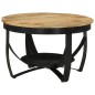 vidaXL Mesa de centro hierro y madera maciza de mango Ø68x43 cm vidaXL Mesa de centro hierro y madera maciza de mango Ø68x43 cm