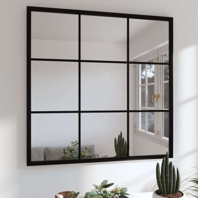 vidaXL Espejo de pared metal negro 60x60 cm vidaXL Espejo de pared metal negro 60x60 cm