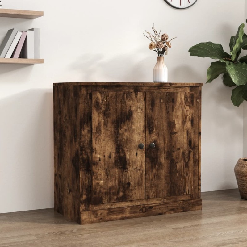 vidaXL Aparador de madera contrachapada roble ahumado 70x35,5x67,5 cm