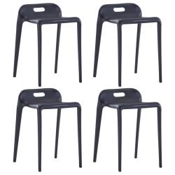 vidaXL Taburetes apilables 4 unidades plástico negro