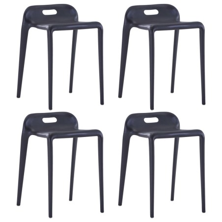 vidaXL Taburetes apilables 4 unidades plástico negro