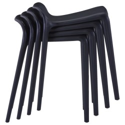 vidaXL Taburetes apilables 4 unidades plástico negro