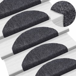 vidaXL Alfombrilla escaleras 15ud tela punzonada 65x21x4cm gris oscuro
