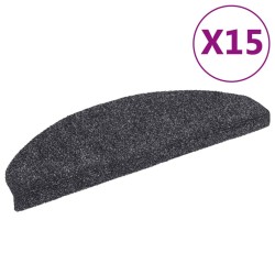 vidaXL Alfombrilla escaleras 15ud tela punzonada 65x21x4cm gris oscuro