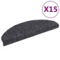 vidaXL Alfombrilla escaleras 15ud tela punzonada 65x21x4cm gris oscuro