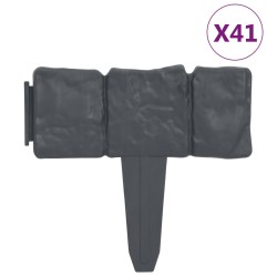 vidaXL Valla para césped aspecto de piedra 41 piezas plástico 10 m