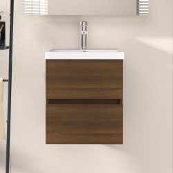 vidaXL Mueble de lavabo madera contrachapada marrón roble 41x38,5x45cm