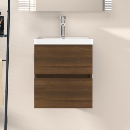 vidaXL Mueble de lavabo madera contrachapada marrón roble 41x38,5x45cm