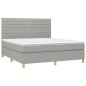 vidaXL Cama box spring colchón y luces LED tela gris claro 180x200 cm