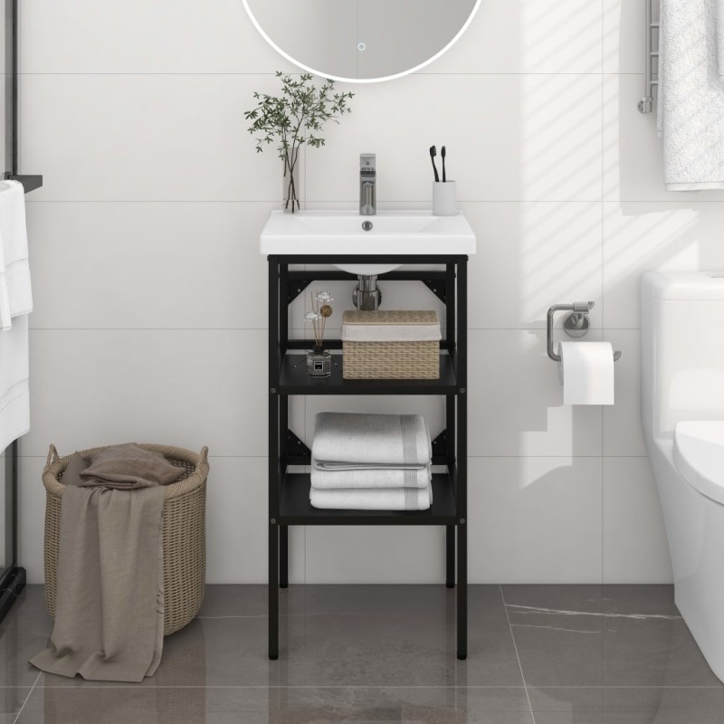 vidaXL Estructura de lavabo de hierro negro 40x38x83 cm vidaXL Estructura de lavabo de hierro negro 40x38x83 cm