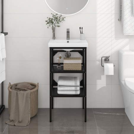 vidaXL Estructura de lavabo de hierro negro 40x38x83 cm