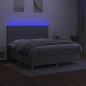 vidaXL Cama box spring colchón y luces LED tela gris claro 180x200 cm