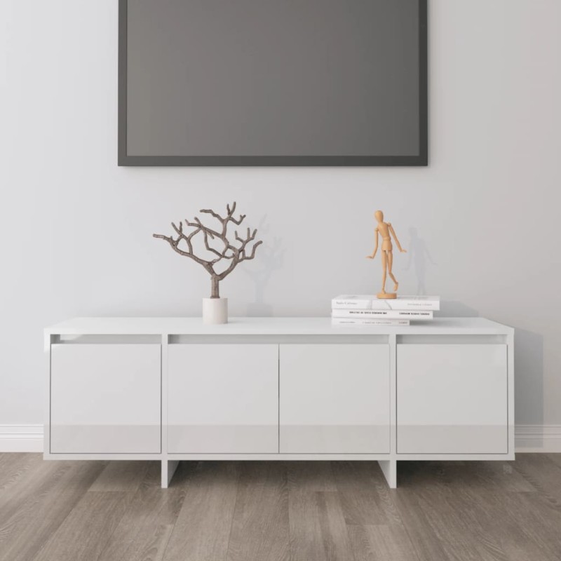 vidaXL Mueble de TV madera contrachapada blanco brillo 120x30x40,5 cm vidaXL Mueble de TV madera contrachapada blanco brillo 120x30x40,5 cm