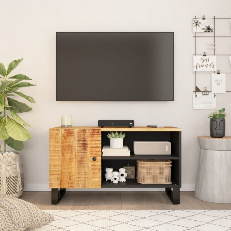 vidaXL Mueble de TV madera mango y madera contrachapada 80x33x46 cm