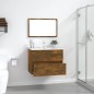 vidaXL Set de muebles baño 2 pzas madera contrachapada roble ahumado vidaXL Set de muebles baño 2 pzas madera contrachapada roble ahumado