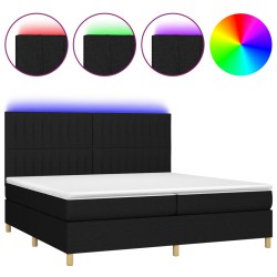 vidaXL Cama box spring colchón y luces LED tela negro 200x200 cm