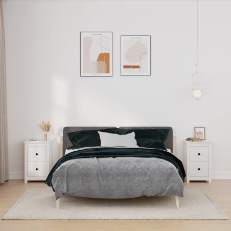 vidaXL Mesitas de noche 2 uds madera maciza pino blanco 40x35x61,5 cm