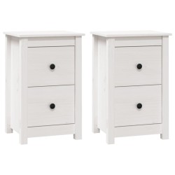 vidaXL Mesitas de noche 2 uds madera maciza pino blanco 40x35x61,5 cm