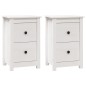 vidaXL Mesitas de noche 2 uds madera maciza pino blanco 40x35x61,5 cm vidaXL Mesitas de noche 2 uds madera maciza pino blanco 40x35x61,5 cm