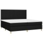 vidaXL Cama box spring colchón y luces LED tela negro 200x200 cm