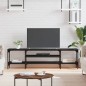 vidaXL Mueble de TV hierro y madera contrachapada negro 161x35x45 cm