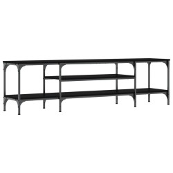 vidaXL Mueble de TV hierro y madera contrachapada negro 161x35x45 cm
