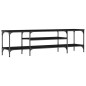 vidaXL Mueble de TV hierro y madera contrachapada negro 161x35x45 cm