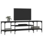vidaXL Mueble de TV hierro y madera contrachapada negro 161x35x45 cm