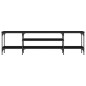 vidaXL Mueble de TV hierro y madera contrachapada negro 161x35x45 cm