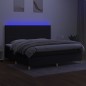 vidaXL Cama box spring colchón y luces LED tela negro 200x200 cm