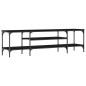 vidaXL Mueble de TV hierro y madera contrachapada negro 161x35x45 cm