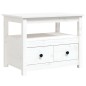 vidaXL Mesa de centro de madera maciza de pino blanco 71x49x55 cm vidaXL Mesa de centro de madera maciza de pino blanco 71x49x55 cm