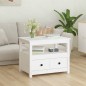 vidaXL Mesa de centro de madera maciza de pino blanco 71x49x55 cm vidaXL Mesa de centro de madera maciza de pino blanco 71x49x55 cm